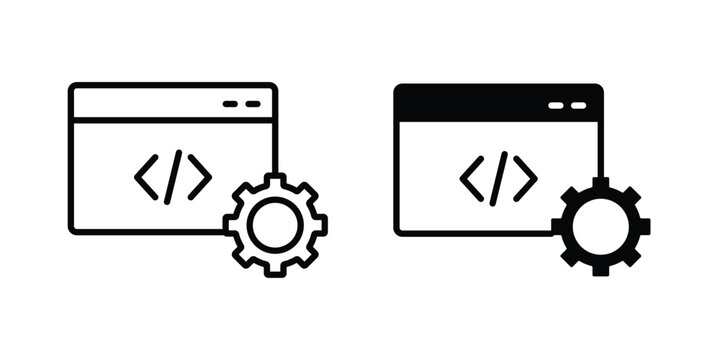 Web development icon concept. solid and line symbols