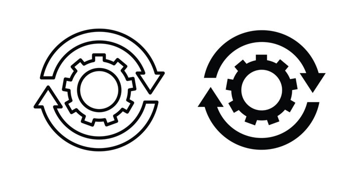 Workflow icon concept. solid and line symbols