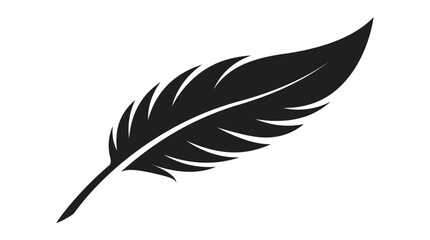 Black feather silhouette against a white background a simple graphic illustration plumage © Sharmin