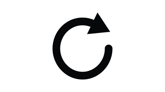 Circular arrow with clockwise direction a black silhouette on white background loop
