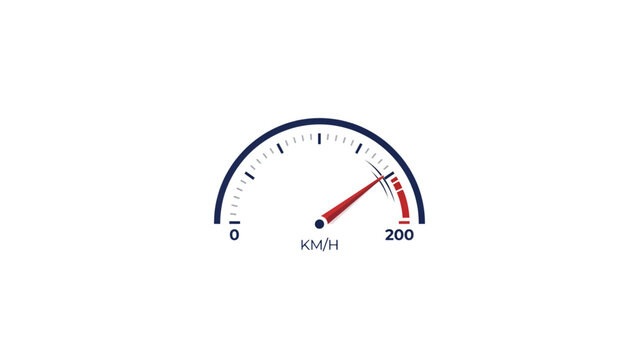 Speedometer gauge showing 140 kilometers per hour with red warning zone Vector