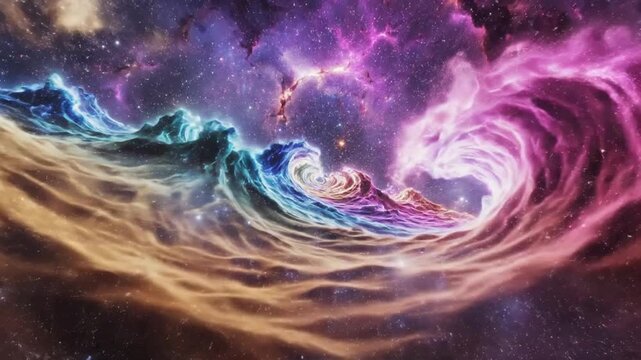 Vibrant cosmic vortex with swirling gaseous nebula in deep space