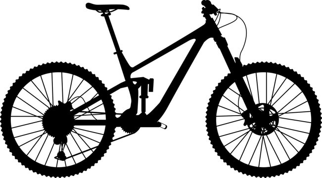 Mountain Bike Silhouette Vector Illustration, Full Suspension MTB SVG
