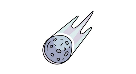 A gray and white meteorite flying. © Meta