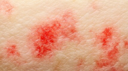 Fototapeta premium Close-up view of a red, inflamed lupus rash forming a butterfly pattern on human skin