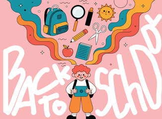 Fototapeta premium vector illustration for back to school promotion, academic learning concept, modern flat design, graphic resources for education, Back to School Event