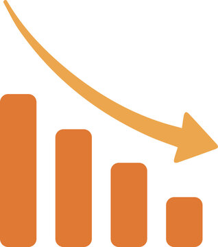 Financial Growth and Decline Bar Chart Icon with Revenue Trend Analysis and Business Performance Vector