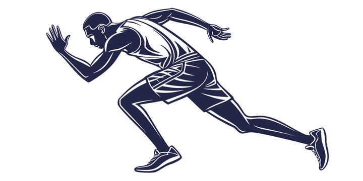 Dynamic silhouette of a male sprinter starting a race from low position with sprinter starting silhouette movement training exercise velocity competitive intensity strength performance