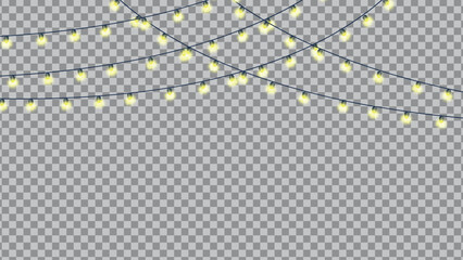 Obraz premium String of Yellow Lights on Transparent Background