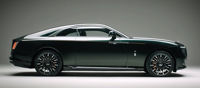 2027 Rolls-Royce Spectre Series II, luxury expensive car. black sports car