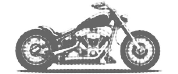 A side profile of a classic cruiser or chopper motorcycle. Perfect for biker culture, garage branding, and vintage transportation-themed designs.vector modernn © Ihza