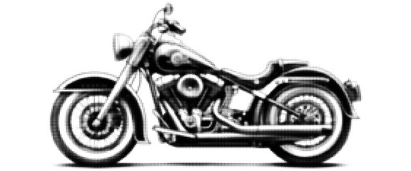 A side profile of a classic cruiser or chopper motorcycle. Perfect for biker culture, garage branding, and vintage transportation-themed designs.vector modernn © Ihza
