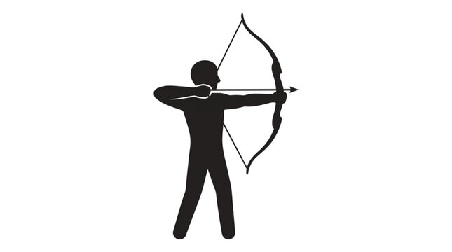 Archer silhouette holding bow and arrow vector illustration isolated on white background