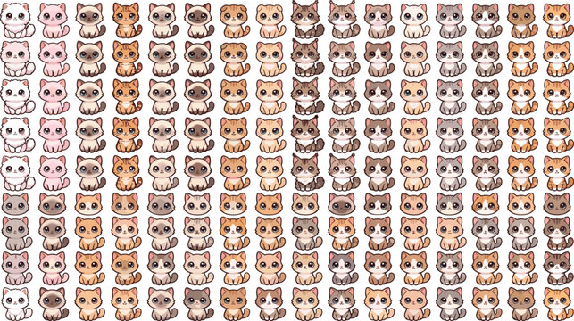 Cute Kawaii Chibi Cat Mega Collection Set with Various Colors and Expressions Isolated on White Background Vector Illustration