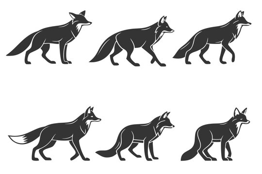 Black and grey wolves running illustration
