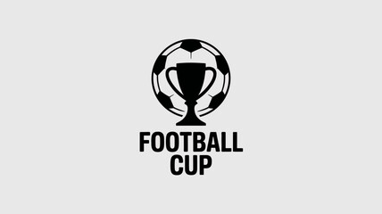 Fototapeta premium Black and white silhouette of a football cup with a soccer ball background and text trophy championship tournament sport competition