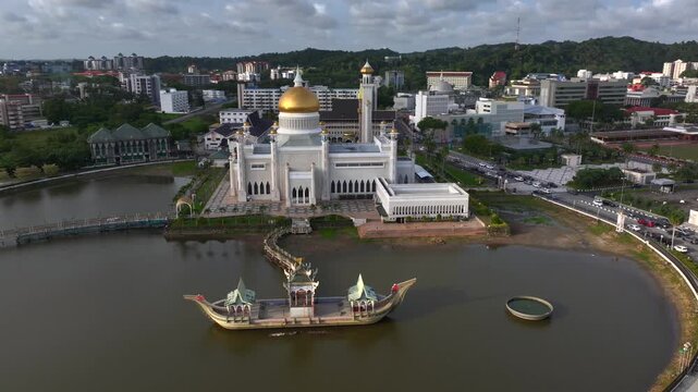 Bandar Seri Begawan, the capital city of Brunei Darussalam in evening. Tiny Sultanate in South East Asia, Borneo Island