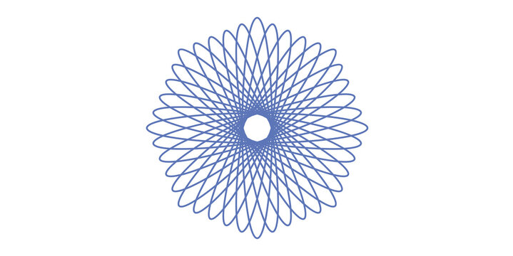 an abstract, geometric design on a black background, composed of multiple light blue, overlapping elliptical lines arranged in a symmetrical, mandala-like circular pattern.