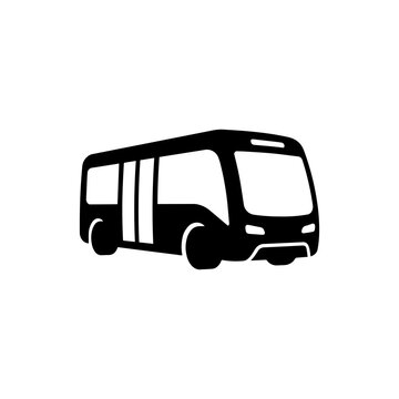Minimalist black city bus icon representing urban public transportation