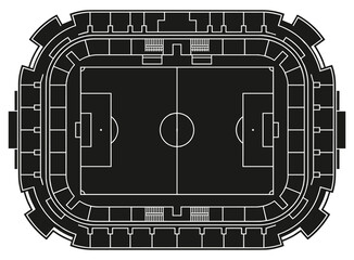 Stadium top view plan vector illustration for soccer field pitch layout arena seating chart architecture map blueprint © Md Robin Hasan