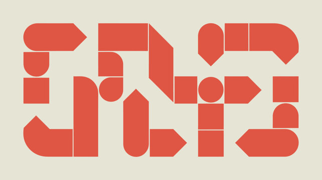 Geometric pattern of red rounded rectangles and squares on a pale beige background abstract rectangle square shape shapes design composition