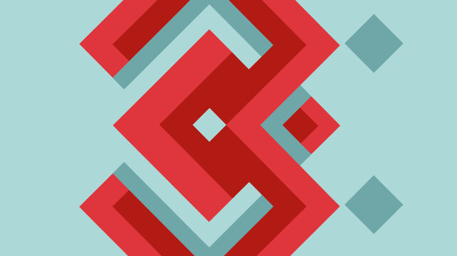 Geometric pattern with interlocking red and teal rectangles on a light blue background rectangle abstract shapes design flat vector graphic