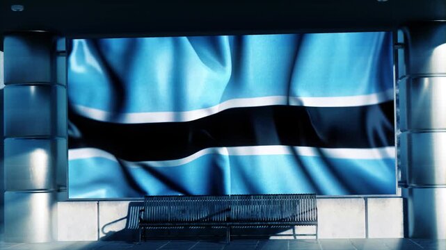 Botswana National Waving Flag Displayed on Digital screen at Airport