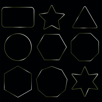 Geometric shapes in a grid arrangement on a black background