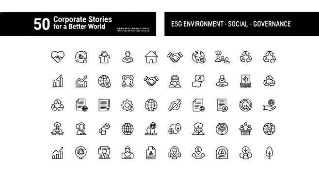 Esg icons for corporate social responsibility and sustainability