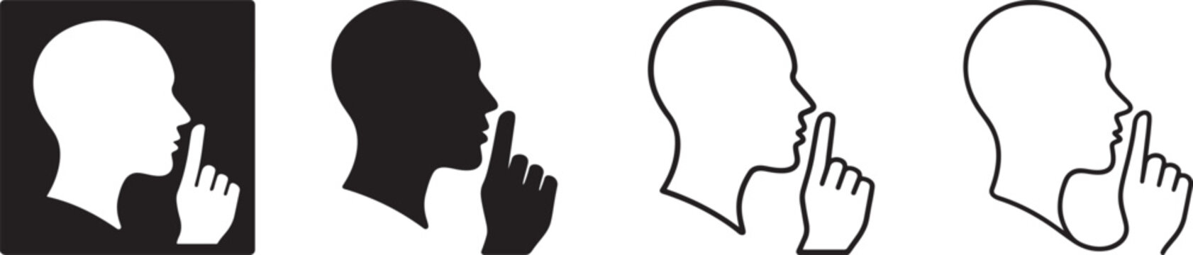 Silence and keep quiet icon set.
