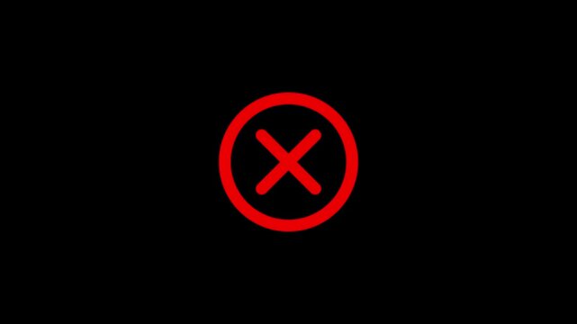 Red emergency alert icon animation with exclamation mark on black background.