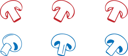 Fresh sliced mushroom vector icon set with outline and linear designs for cooking and food menu © Sunara
