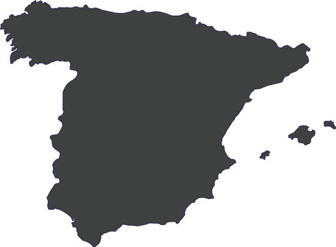 Map of Spain silhouette simple vector illustration 