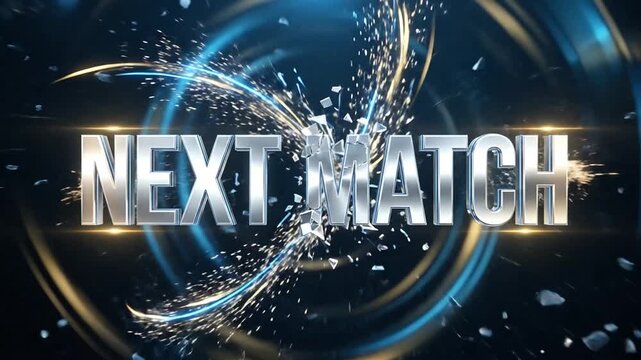 Energetic Countdown Reveal Next Match Dynamic Glitch Effect with Futuristic Rings and Explosions