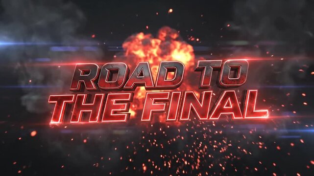Explosive 'Road To The Final' intro animation with shattering effects and swirling energy streams creating a dynamic visual