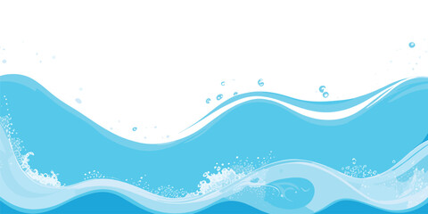 Abstract blue water wave splash background vector illustration. Vibrant cartoon ocean wave vector with splash and foam on white background, water wave, kids themes, and digital art. © MD AL AMIN