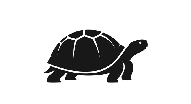 Black Silhouette of Turtle Walking.
