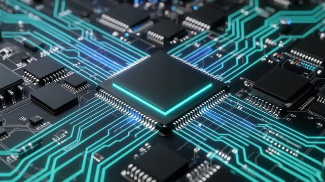 Futuristic Quantum Processor Core With Glowing Circuits And Advanced Computing Architecture