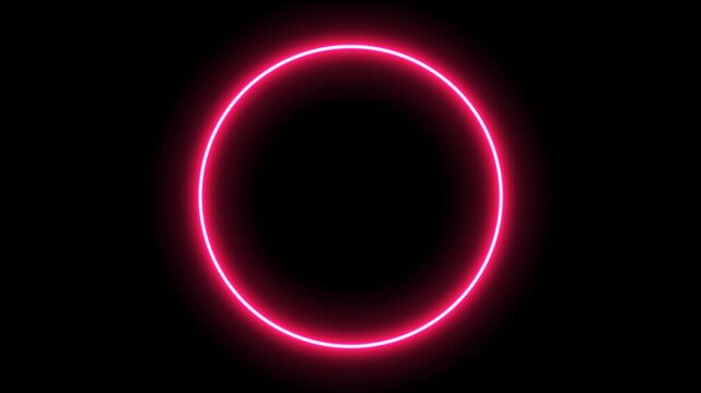 A 5 vibrant color circle glowing neon 4k animation video with an alpha channel. transparent background