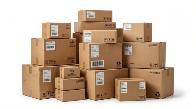 Stacked Cardboard Shipping Boxes Pile in Minimalist Vector Illustration