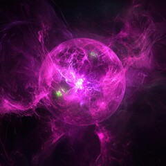 Naklejka premium Vibrant glowing purple energy sphere with swirling plasma