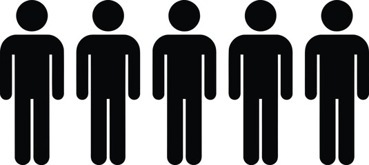 Five black people icons standing in a row © Md. Musaddik Rahman