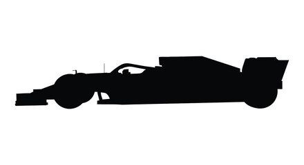 Obraz premium Formula one race car side view black silhouette