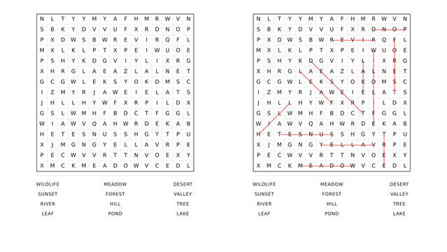 Botanical and landscape word search with answers