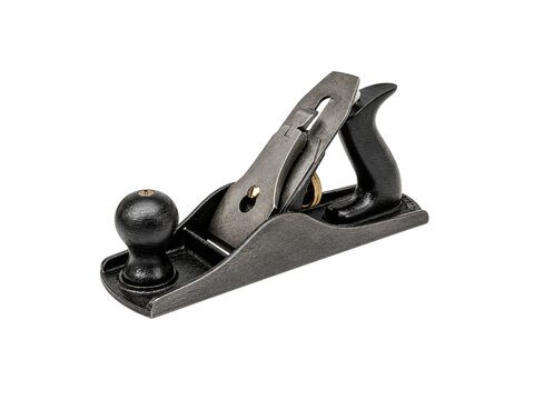 Metal woodworking hand plane isolated on white background
