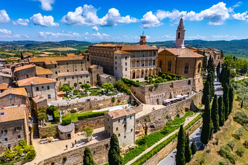 Naklejka premium Aerial view of Pienza, Tuscany, Italy