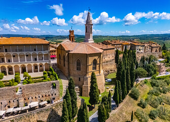Naklejka premium Aerial view of Pienza, Tuscany, Italy