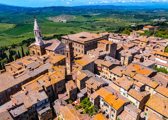 Naklejka premium Aerial view of Pienza, Tuscany, Italy