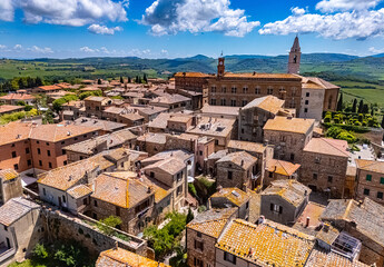 Naklejka premium Aerial view of Pienza, Tuscany, Italy