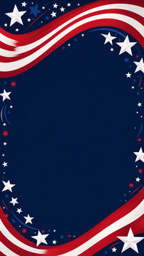 Patriotic USA Flag and Stars Frame Background